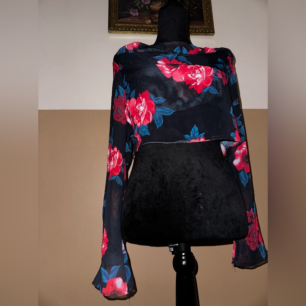 Floral Black Blouse